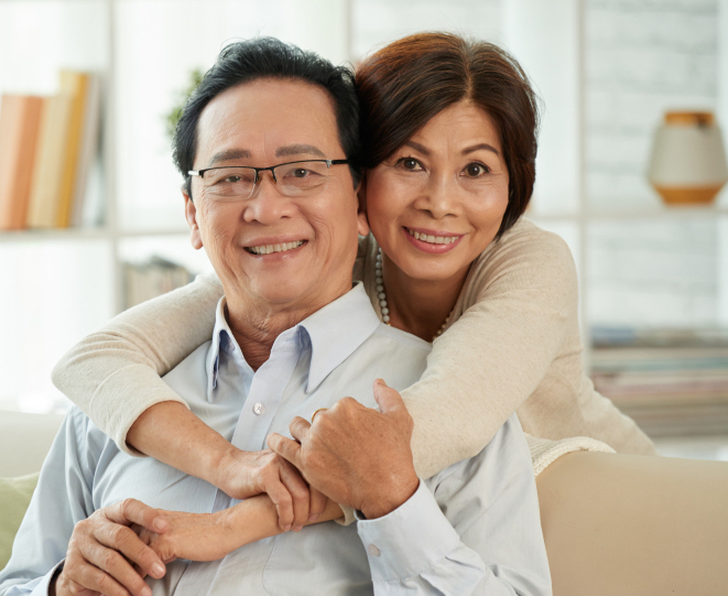 aged asian couple